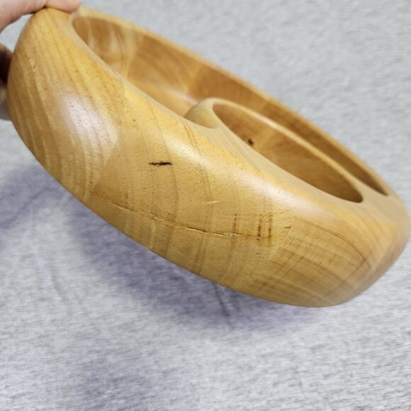 Crate & Barrel Beechwood Chip Dip Bowl Party Holiday Serving Dish Appetizer Tray - Picture 12 of 12